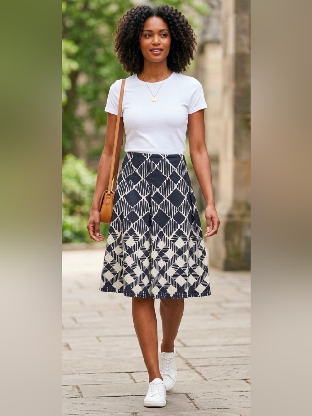 Talbots Diamond Pleated Black & Cream Midi Skirt, NWT, Size: 12P